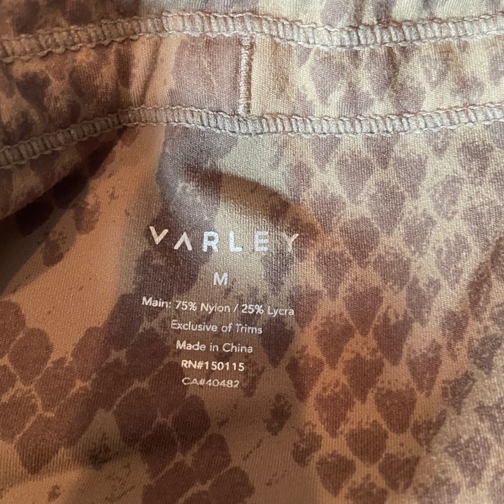 Varley Snakeskin High Rise Leggings Brown Tan Animal Print Size M Activewear - Picture 3 of 7